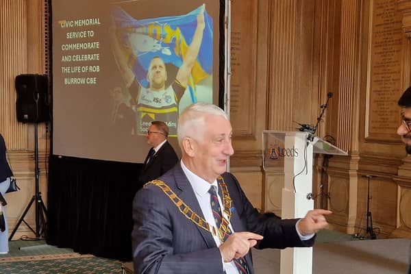 House of Commons Speaker and RFL president Sir Lindsay Hoyle at the civic event in memory of Leeds Rhinos great Rob Burrow. Picture by Peter Smith.