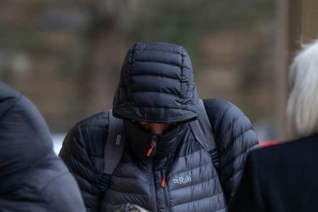 PC Mark Hinchliffe, 43, arrives at Bradford Crown Court.
