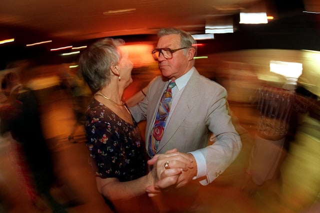 A tea dance was held to celebrate the 25th anniversary of Pudsey Civic Hall in April 1997. Pictured are Farsley's Kenneth and Shirley Hart who have been coming to the Civic Hall to dance for the last 15 years.