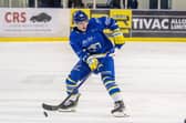 DOUBLE DELIGHT: Leeds Knights' Finley Bradon scored twice in the 5-4 win over Sheffield Steeldogs on Friday night. Picture: Tony Johnson.