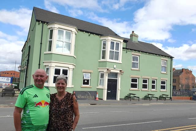 Paul and Donna Taylor outside the Wheldale Hotel.