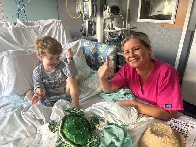 Finn with Candlelighters Support Worker.
