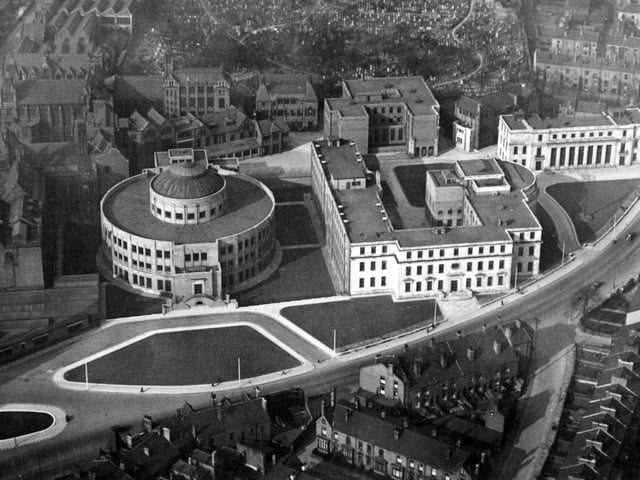An aerial view of the Brotherton Library and University Buildings ion  June 1935.