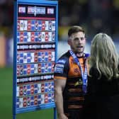 Tigers' Greg Eden speaks to Sky Sports after his side's win over Wakefield in April. Picture by John Clifton/SWpix.com .