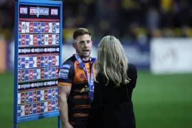 Tigers' Greg Eden speaks to Sky Sports after his side's win over Wakefield in April. Picture by John Clifton/SWpix.com .