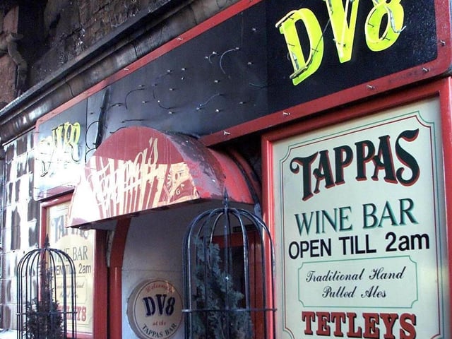 DV8 was a lap-dancing venue and wine bar located under the railway arch in Lower Briggate, popular in the early 2000s. It had closed down by 2011.