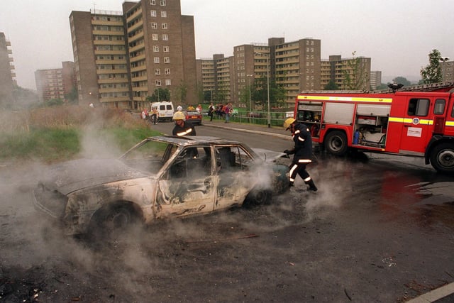 Firefighters from Gipton were called out to put out a car on fire at Lincoln Towers.