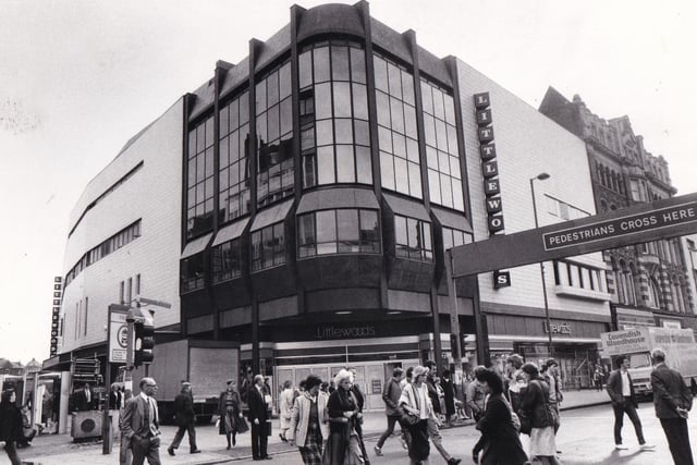 A new look Littlewoods store on Briggate awaited customers in October 1984 after it reopened following a £1.5 million refurbishment.  The store was the 24th in the chain of 108 to undergo a major revamp since February 1984 as part of a programme aimed at creating a "more fashionable and modern appeal" without deterring the retailer's traditional shoppers.