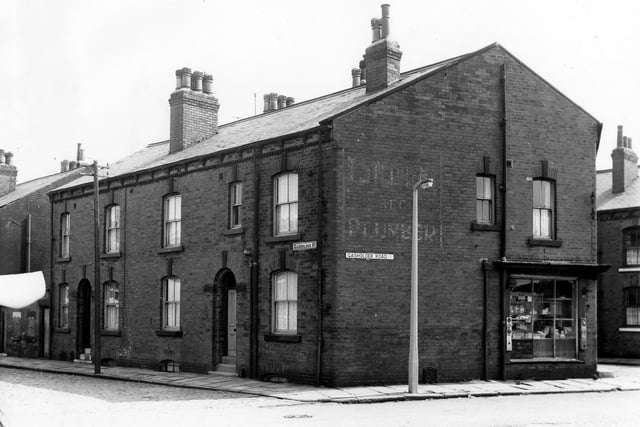 Gasholder Street in May 1968. Number 4 is on the left, then 2 at the corner with Gasholder Road. To the left is a shop, this is at the corner with Gasholder Terrace number 1.