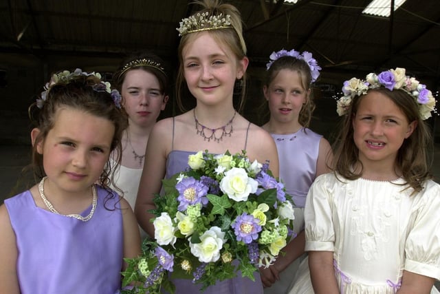 Otley Carnival Queen and her attendants in June 2003. Pictured, from left, are Molly Featherstone, Emma Phinister, , Yasmin Timmins, Georgia Yeomans and Hannah Scorfield.