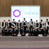 Pupils celebrate their outstanding result