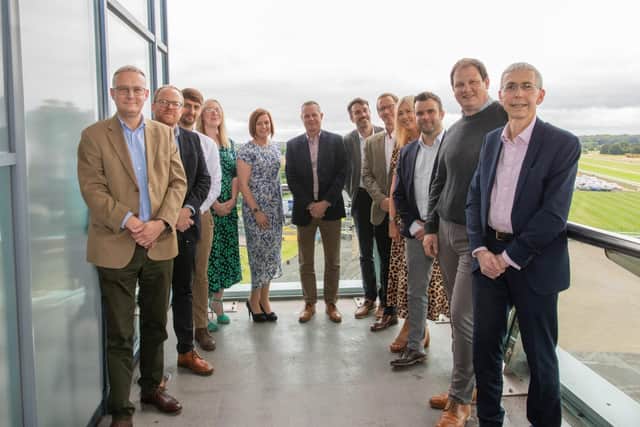 From left to right... Gaius Powell, Chris Crystal, James Kinnaird, Victoria Quinn, Jennifer Cooke, Senior Partner, Chris Grocock, Luke Rees, Chief Executive, Robin Simmonds, Caroline Neadley, Nick Shaw, Paul Horton and David Tonge