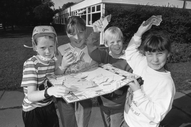 East Herrington School pupils  were pictured on non-uniform day in 1988 and pictured left to right are Jonathan Lynn, Joanne Buddle, Philip Anderson and Helen Brown.