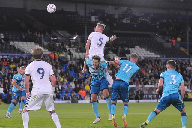 CAPTAIN'S GOAL - Liam Cooper headed in one of Leeds United's six goals in a rout of Southampton Under 21s at Elland Road. Pic: Steve Riding
