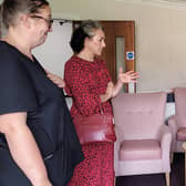 MP for Rotherham, Sarah Champion with Carrie Davies, Home Manager at HC-One’s Silverwood Care Home and resident