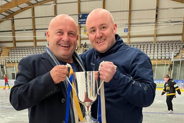 INFLUENCE: Leeds Knights head coach Ryan Aldridge, pictured above right with team owner Steve Nell, has been the ideal man behind the bench, says Mac Howlett. Picture courtesy of Leeds Knights.