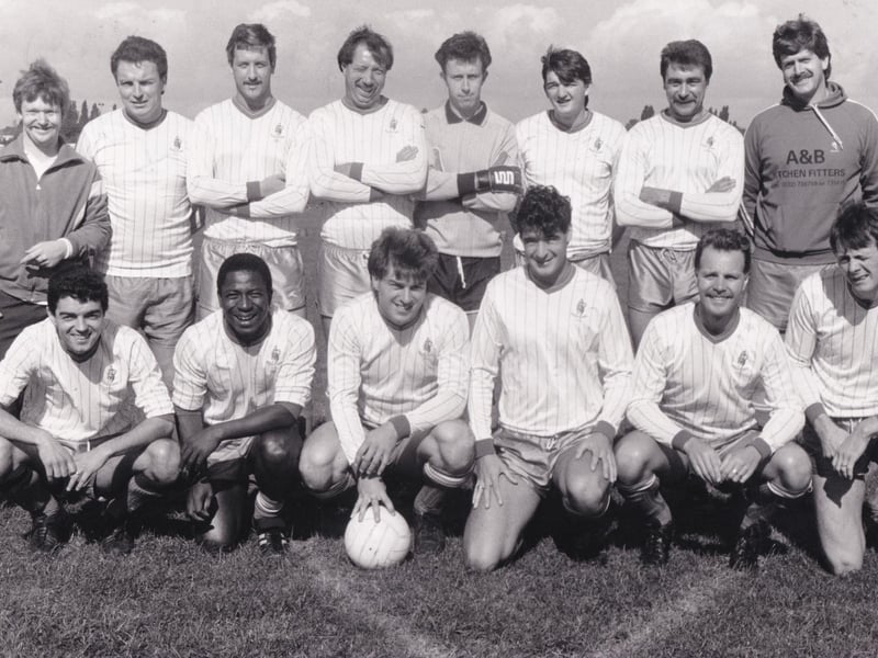 Penda's Arms kept their unbeaten record in Senior Division A of the Leeds Sunday League in September 1987 when they came from behind to beat Gipton WMC 3-2. Back row, from left, are Archie Atack, Melvyn Spencer, Steve Sparling, Denis Roberts, Alan Marshall, Justin  Holmes, Terry Stead and John Flynn (manager). Front row, from left, are Kevin Kirkham, Barry Lennon, Paul Clarke, Kevin Driscoll, Kevin Spratt and Cliff Spurr.
