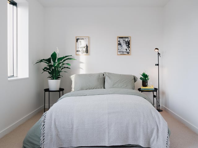 The second bedroom in one of the new homes.