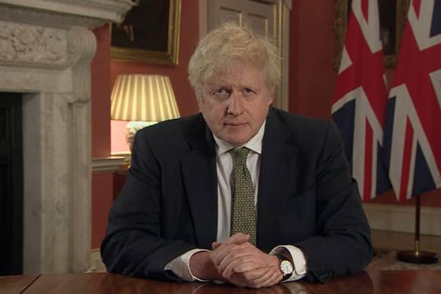 Prime Minister Boris Johnson making a televised address to the nation from 10 Downing Street, London, setting out new emergency measures to control the spread of coronavirus in England. (Pic: PA)