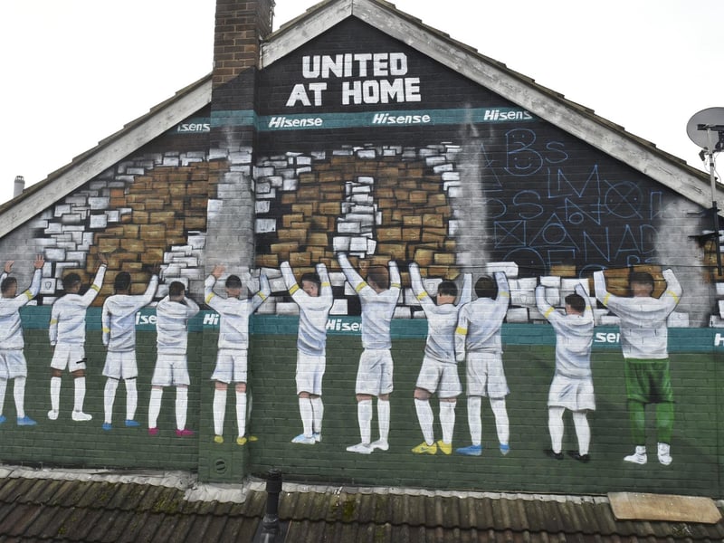 Based on Wesley Street and Hoxton Mount, the mural facing Elland Road, near McDonald's, celebrates the first home game of the season as fans returned to full capacity for the first time since March, 2020.
