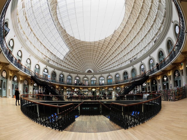 Now home to a fantastic variety of independent businesses, Leeds Corn Exchange was completed in 1864. The architect of the Leeds city centre landmark was Cuthbert Brodrick, who also designed the Town Hall. It is one of only three corn exchanges in the UK which still operate as trading centres. The original function was as a gathering place for farmers and merchants to trade grain.