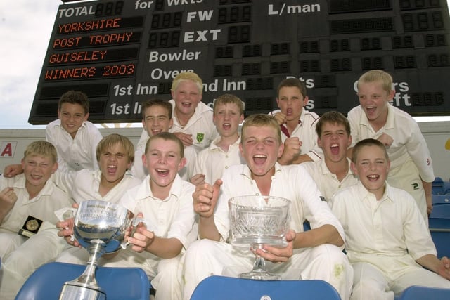 Guiseley School were celebrating after winning the Yorkshire Post Schools Cricket Challenge Trophy at Headingley.
