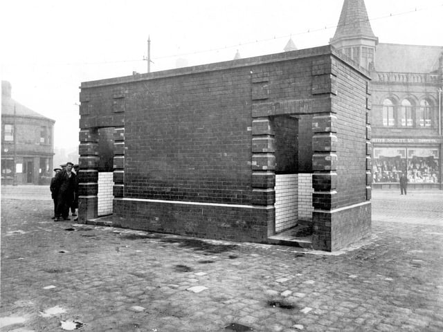A toilet on Church Street pictured in April 1927. Co-operative society Ltd can be seen on right. On junction with Grove Road.