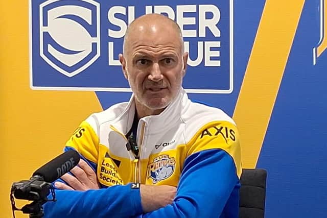 Leeds Rhinos coach Brad Arthur speaks about his new deal at a press conference today (Thursday). Picture by Peter Smith.