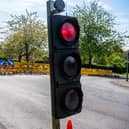 Stock image of temporary traffic lights.