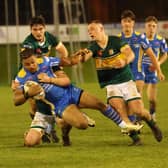Leo Aliyu, seen in pre-season action for Leeds Rhinos at Hunslet RLFC this year, has signed with Keighley Cougars. Picture by John Victor.