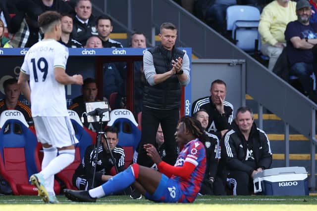 ENCOURAGEMENT: From Whites boss Jesse Marsch, above, during Sunday's 2-1 defeat against Crystal Palace at Selhurst Park.
Photo by Ryan Pierse/Getty Images.