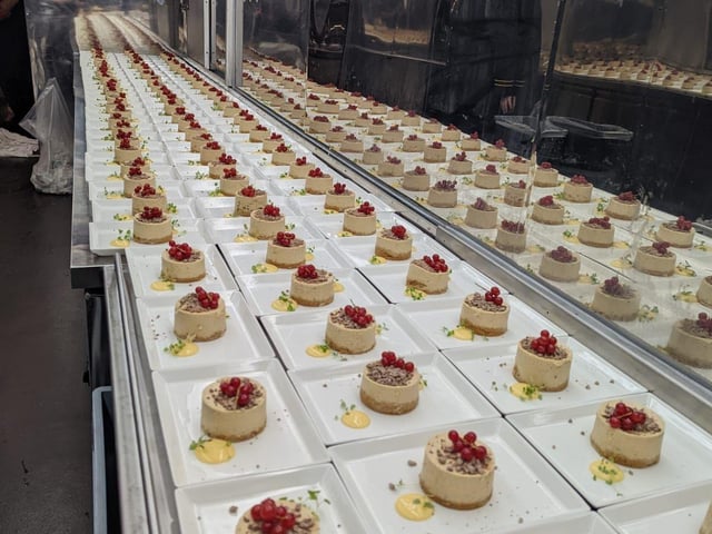 Just desserts ... a line of delicious puddings ready to be served