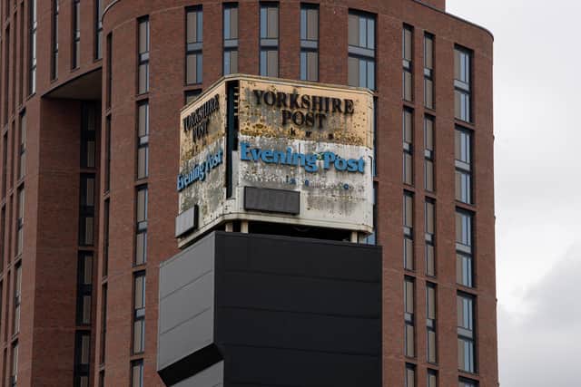 The YEP/ YP Clocktower at the former offices on Wellington Street, Leeds. Photograph by Tony Johnson.