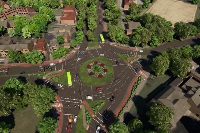 The proposed layout of the Lawnswood Roundabout under the latest plans.