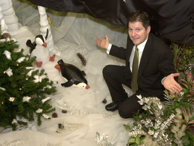 John Horvath, group general manager at Cedar Court Hotel, looks baffled after Percy the Penguin was kidnapped in December 2000. The hotel was offering a reward for the return of Percy which was to be donated to Wakefield Hospice.