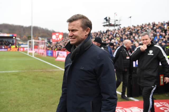 'GIGANTIC' BOOST: For Leeds United and Whites boss Jesse Marsch, above, pictured prior to Saturday's FA Cup fourth round clash at Accrington Stanley.
Photo by Gareth Copley/Getty Images.
