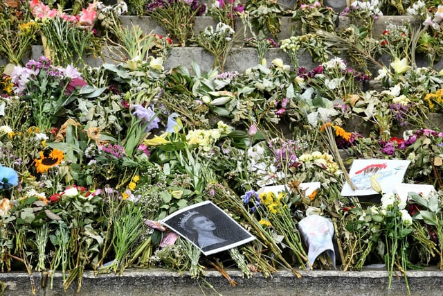 Floral tributes have been left for the Queen in Millennium Square since her death