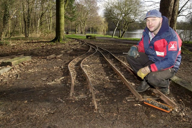 Stephen Kershaw, pictured by the railway line at Roundhay Park on February 26, 2002.  Picture: Steve Riding.