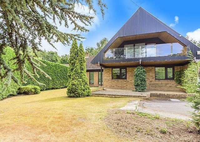 View of the eco home from the lawned garden.