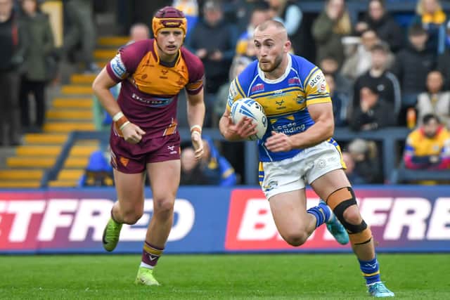 Jarrod O'Connor in action for Leeds Rhinos agianst Huddersfield Giants. Picture by David Harrison.
