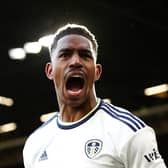 LEEDS, ENGLAND - FEBRUARY 25: Junior Firpo of Leeds United celebrates after scoring the team's first goal during the Premier League match between Leeds United and Southampton FC at Elland Road on February 25, 2023 in Leeds, England. (Photo by George Wood/Getty Images)