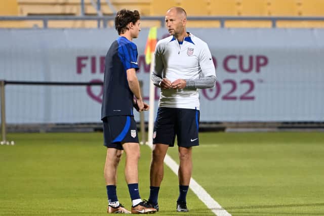 DISMAY: At USA coach Gregg Berhalter, right, not starting Leeds United's Brenden Aaronson, left. Photo by PATRICK T. FALLON/AFP via Getty Images.
