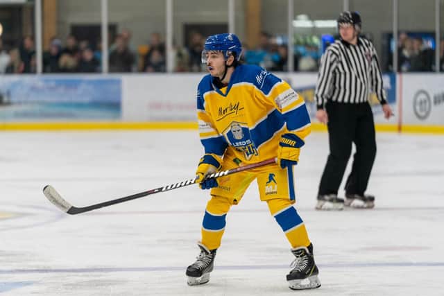 HIGHER LEVEL: Defenceman Bailey Perre has adapted quickly to regular NIHL National hockey at Leeds Knights. Picture courtesy of Oliver Portamento.