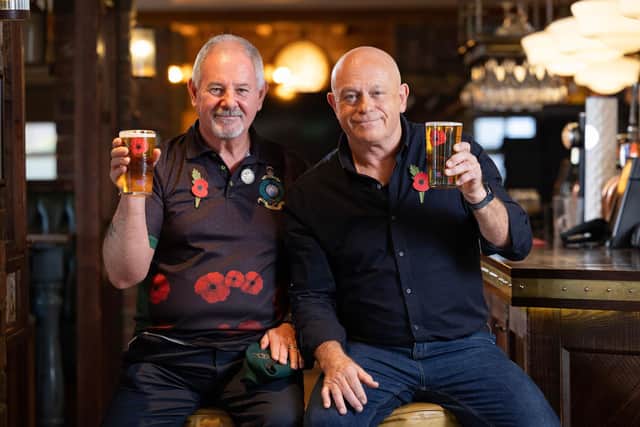 Ross Kemp and Royal Marine Veteran are raising awareness of the Poppy Appeal with limited-edition pint glasses