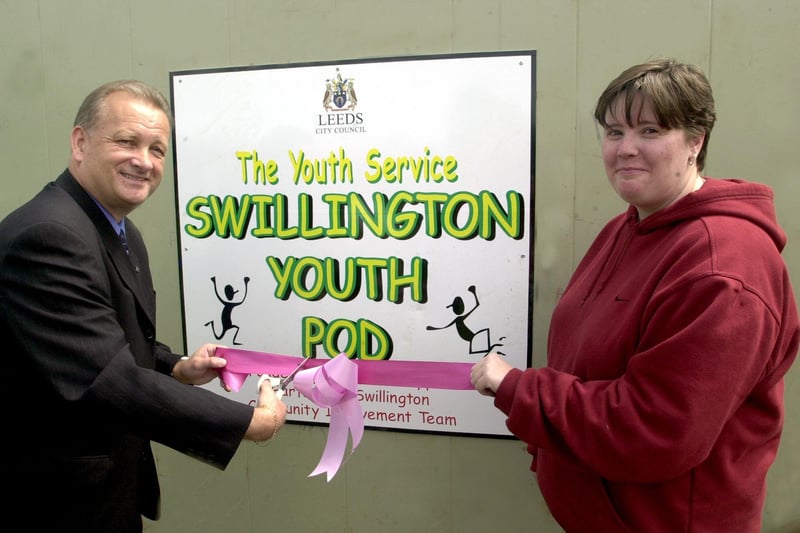 Swillington Youth Pod opened in July 2002. Pictured is Councillor Alan Groves (Lab, Garforth and Swillington) with Claire Billingham, area youth worker for Garforth and Swillington.