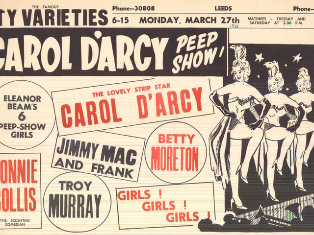 Lovely strip star Carol D'Arcy was the headline act of this show staged at the City Varieties in March 1961.