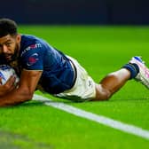Kallum Watkins' try for Leeds Rhinos was too little, too late as Hull FC left AMT Headingley with an 18-12 win. Picture by Allan McKenzie/SWpix.com.