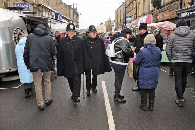 Stephen Holt and Tony Wheatcroft of the UK Police re-enactment group tour the fayre