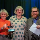 Sandra Smallwood of Woodlands Drama Group receiving the best actress trophy last year