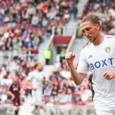 GOOD DAY: For Luke Ayling, above, pictured celebrating the only goal of the game in Sunday's 1-0 win at Hearts. Picture by LUFC.